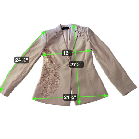 Carlisle Blush Pink Lace Appliqué Blazer Jacket – Tailored Elegant Size 4 - Picture 13 of 16